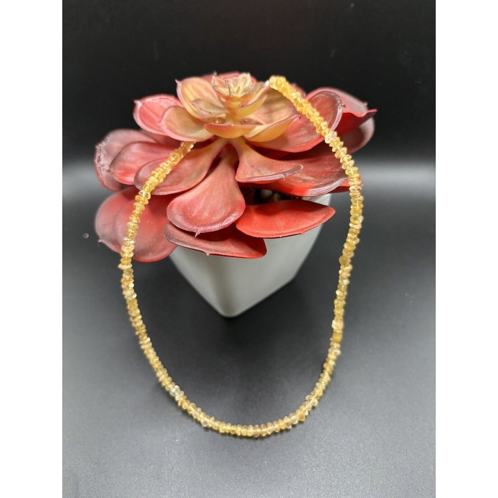 Faceted Citrine Beaded Strand Necklace 925 Lobster Claw 16-18 Inch Length
